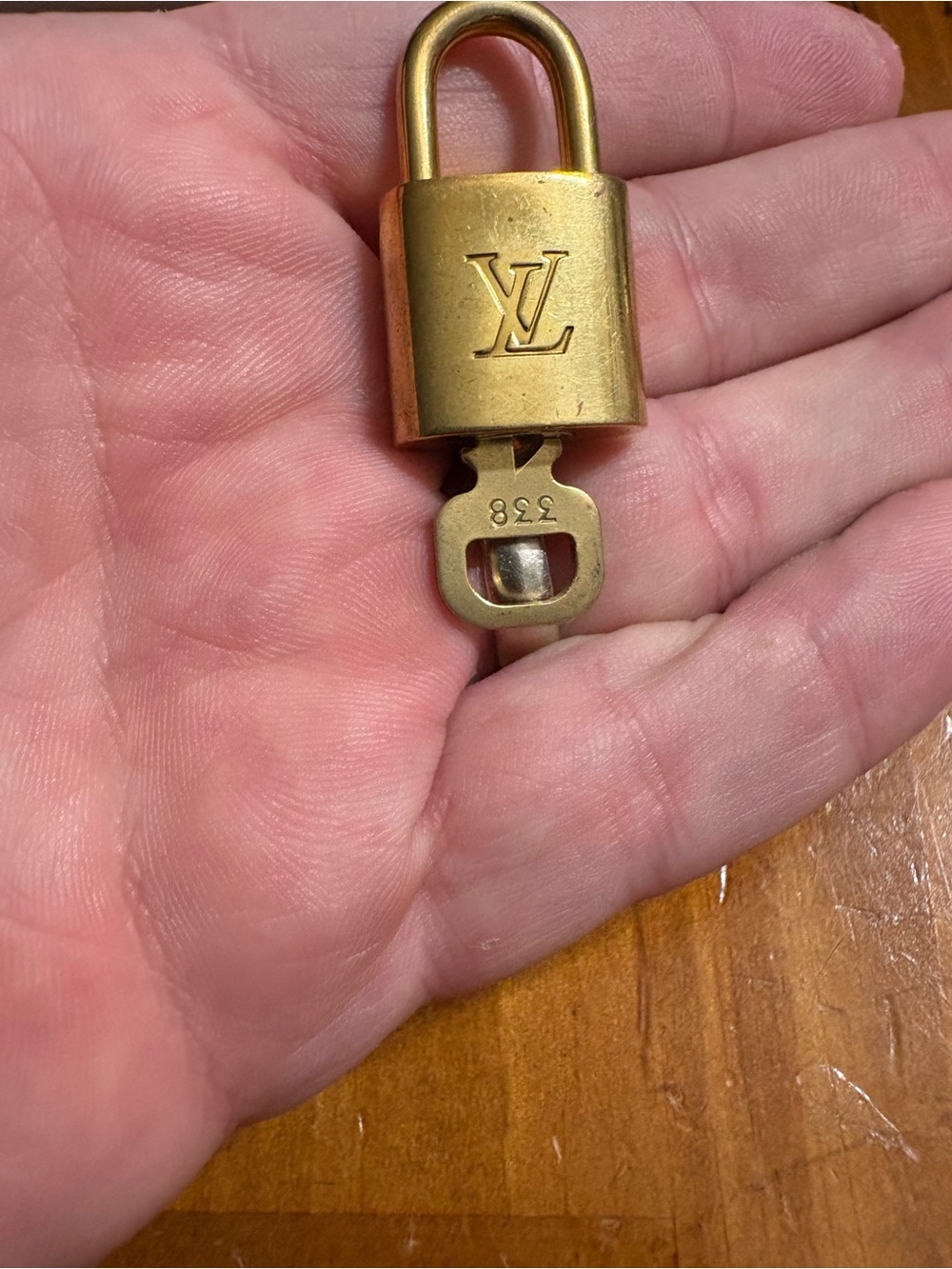 Louis Vuitton Brass LV Padlock and Key - Gold Tone #338